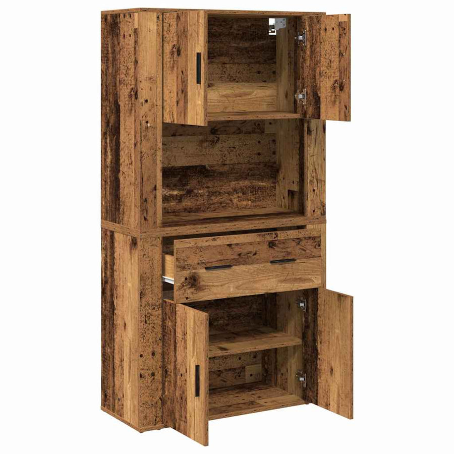 Highboard met lade Oud hout 80 x 33 x 150 cm Bewerkt hout