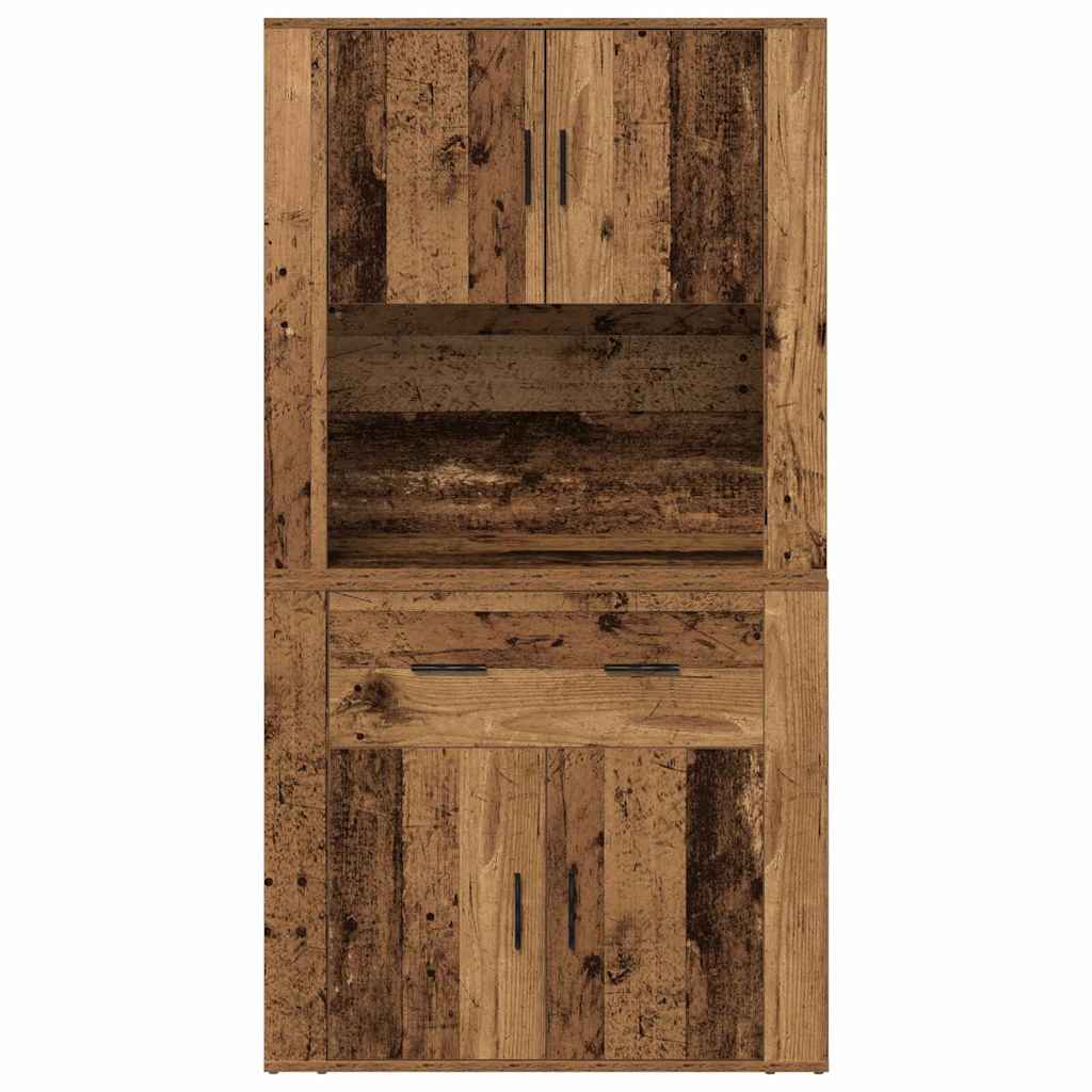 Highboard met lade Oud hout 80 x 33 x 150 cm Bewerkt hout