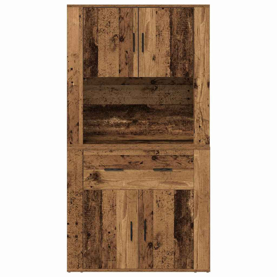 Highboard met lade Oud hout 80 x 33 x 150 cm Bewerkt hout