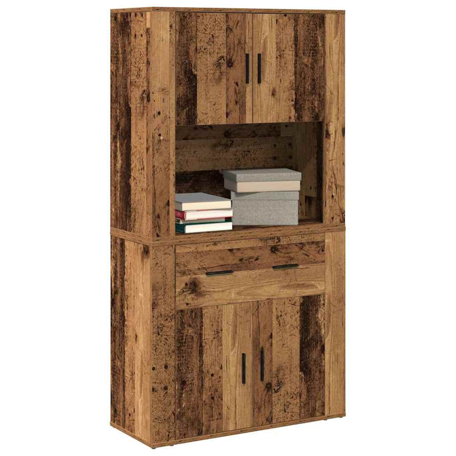 Highboard met lade Oud hout 80 x 33 x 150 cm Bewerkt hout