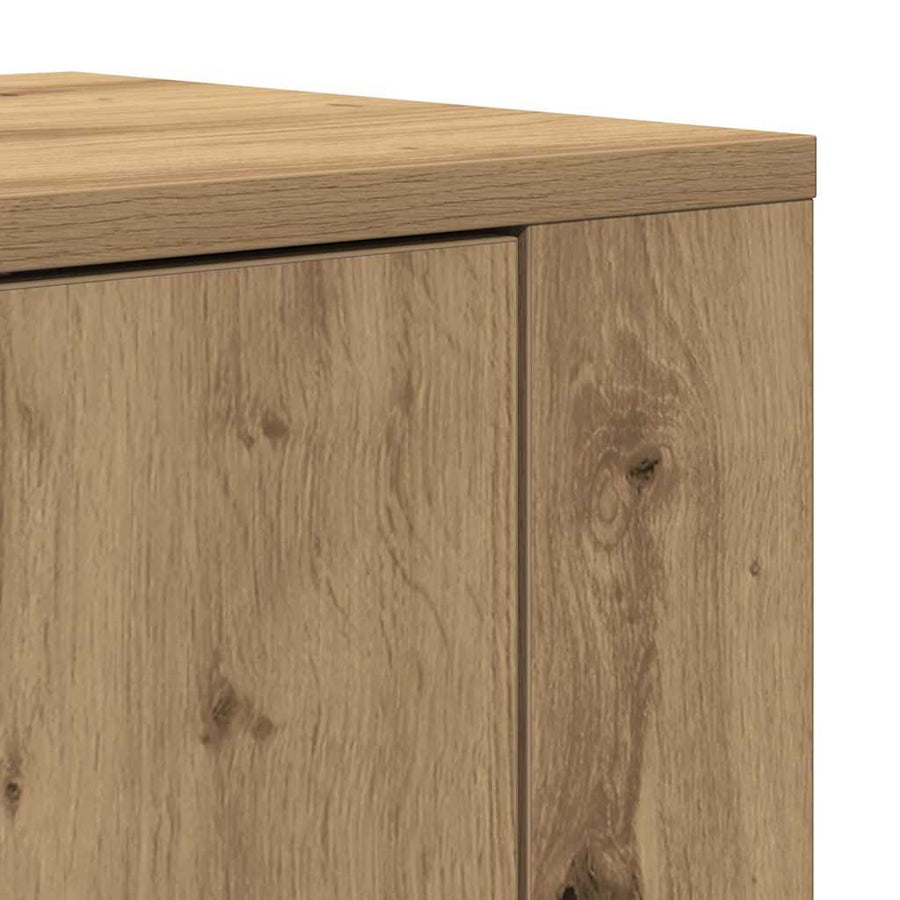 Highboard artisanaal eikenkleurig 80 x 33 x 150 cm Bewerkt hout