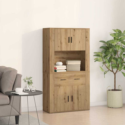 Highboard artisanaal eikenkleurig 80 x 33 x 150 cm Bewerkt hout