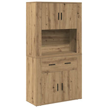 Highboard artisanaal eikenkleurig 80 x 33 x 150 cm Bewerkt hout