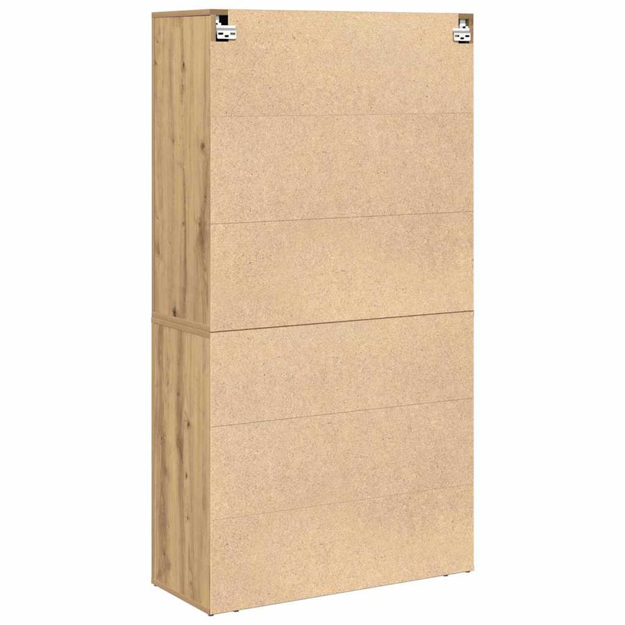 Highboard artisanaal eikenkleurig 80 x 33 x 150 cm Bewerkt hout