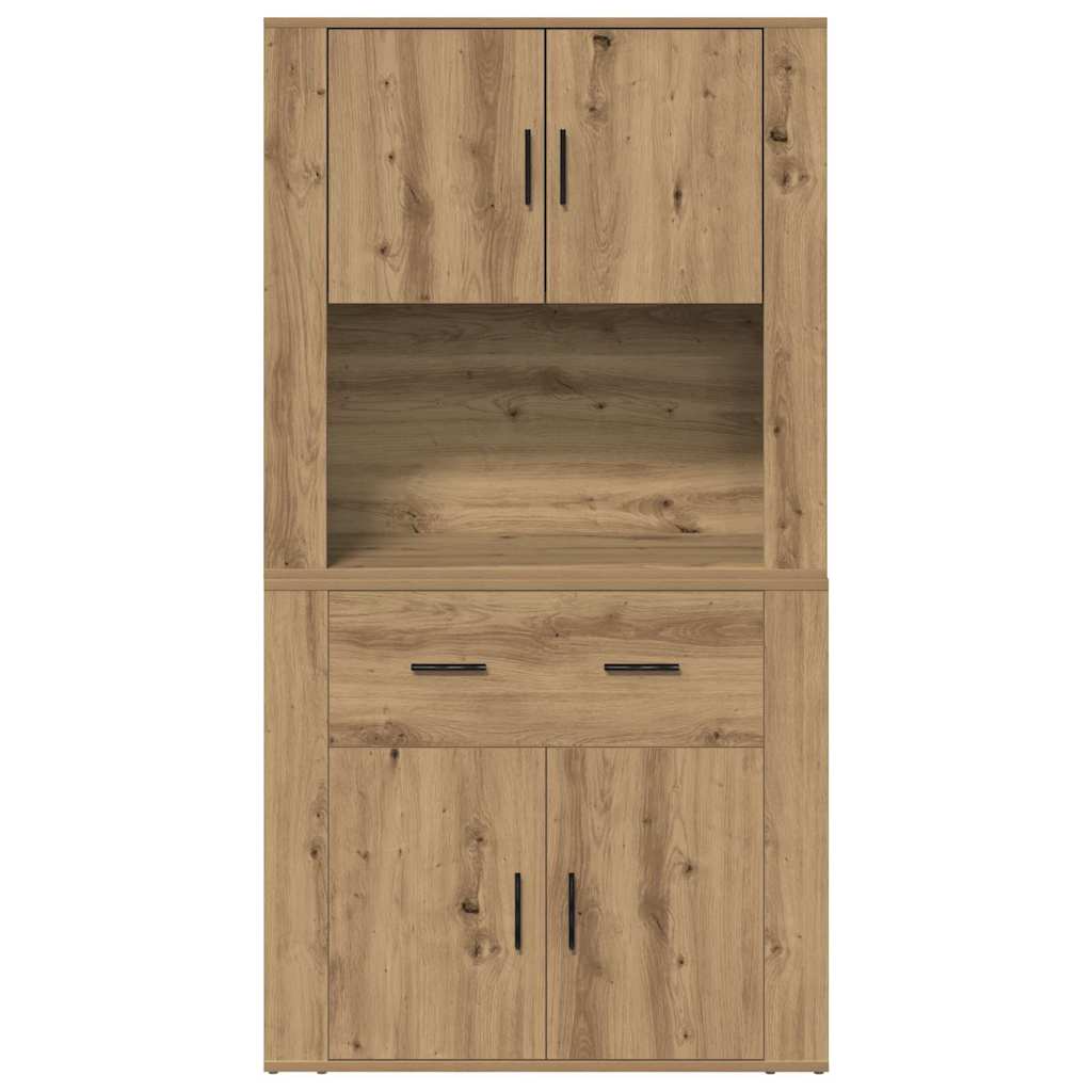 Highboard artisanaal eikenkleurig 80 x 33 x 150 cm Bewerkt hout
