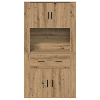 Highboard artisanaal eikenkleurig 80 x 33 x 150 cm Bewerkt hout