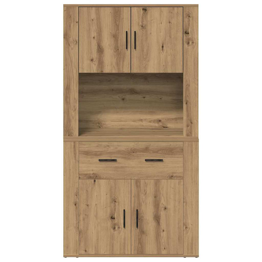 Highboard artisanaal eikenkleurig 80 x 33 x 150 cm Bewerkt hout
