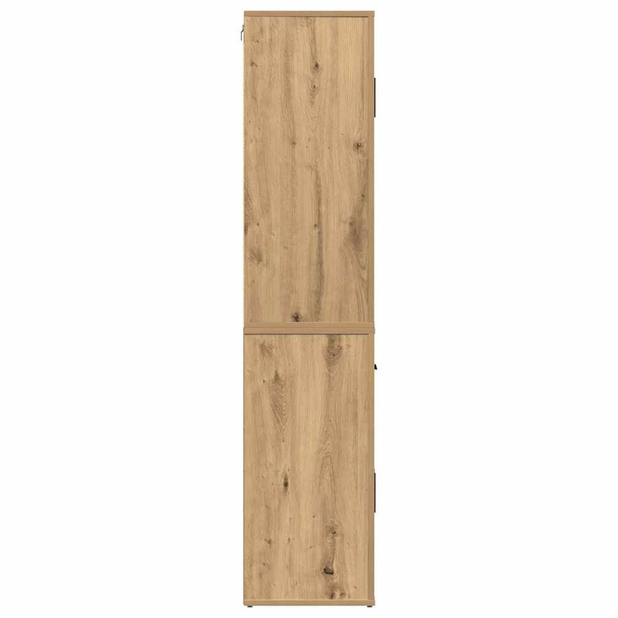 Highboard artisanaal eikenkleurig 80 x 33 x 150 cm Bewerkt hout