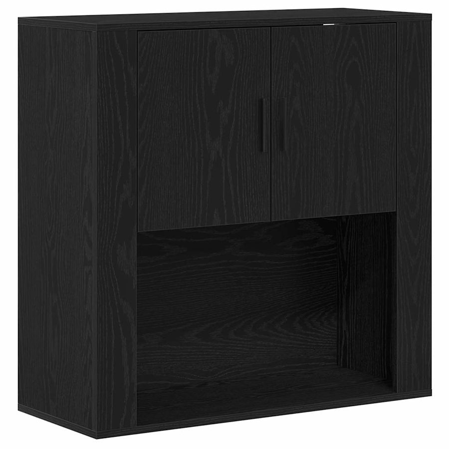Highboard met lade Zwart eiken 80 x 33 x 150 cm Bewerkt hout