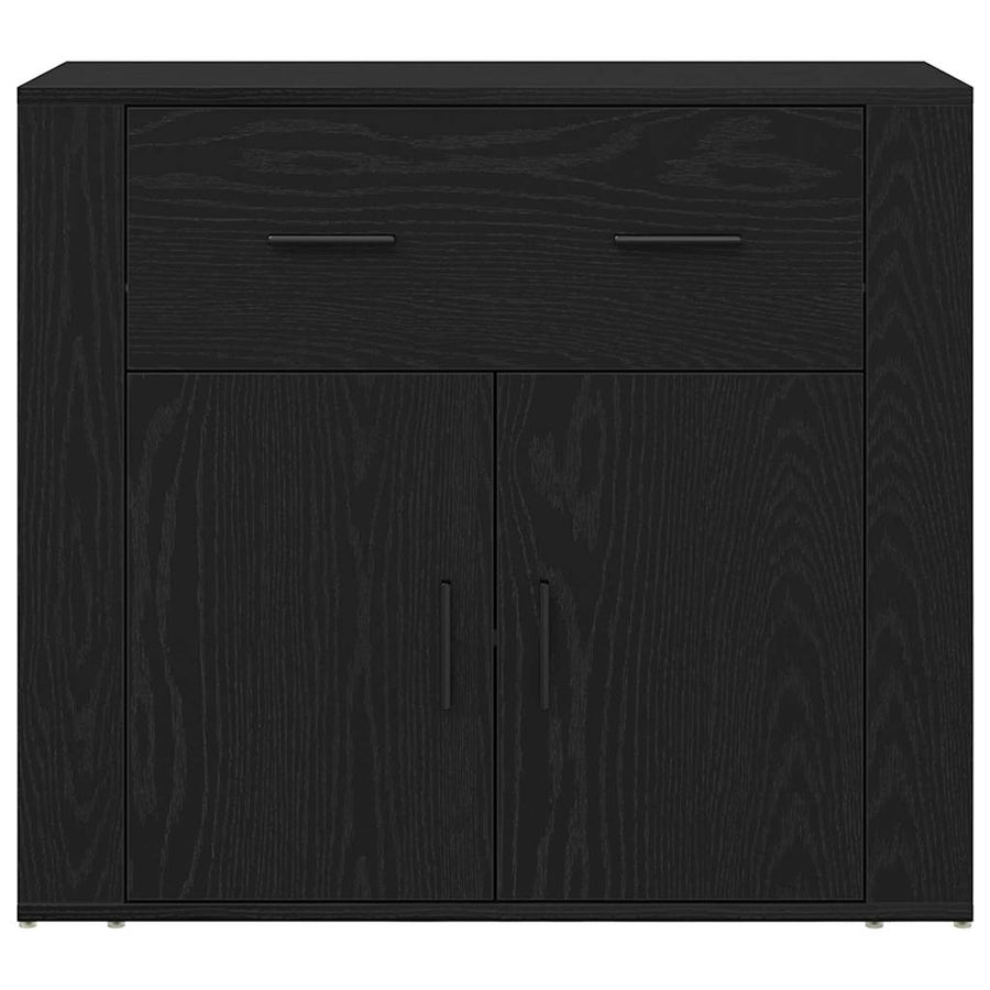 Highboard met lade Zwart eiken 80 x 33 x 150 cm Bewerkt hout