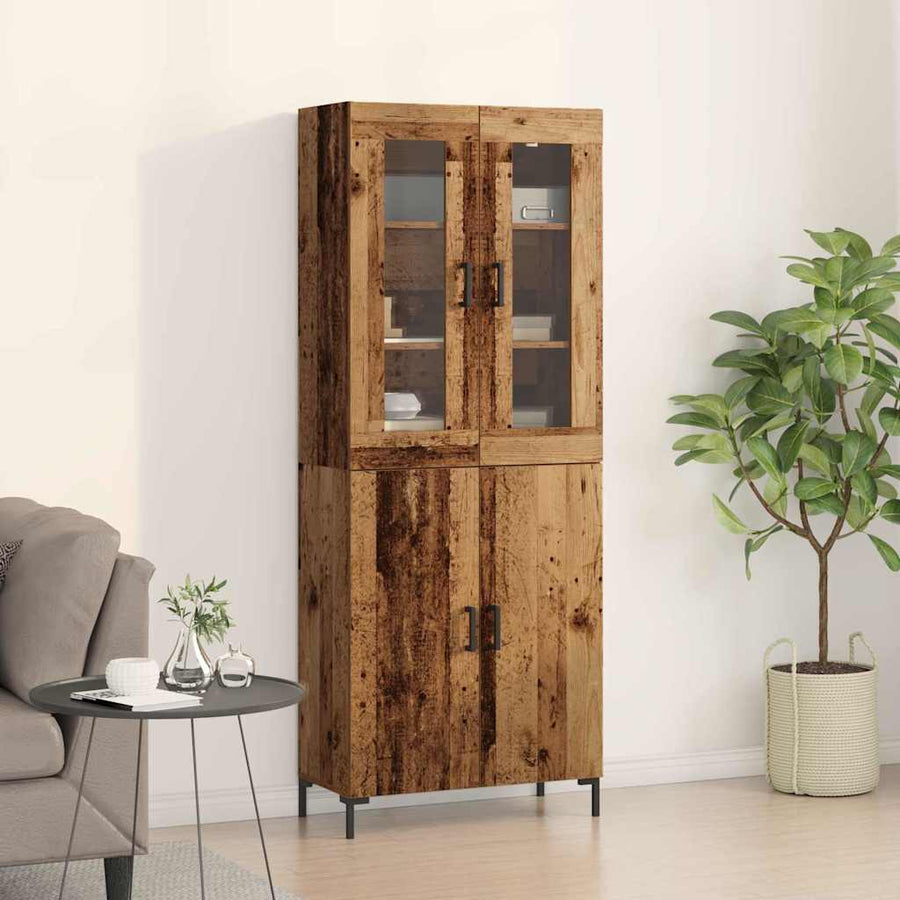 Hoge kast 2 pcs Oud hout 69,5 x 34 x 180 cm Bewerkt hout