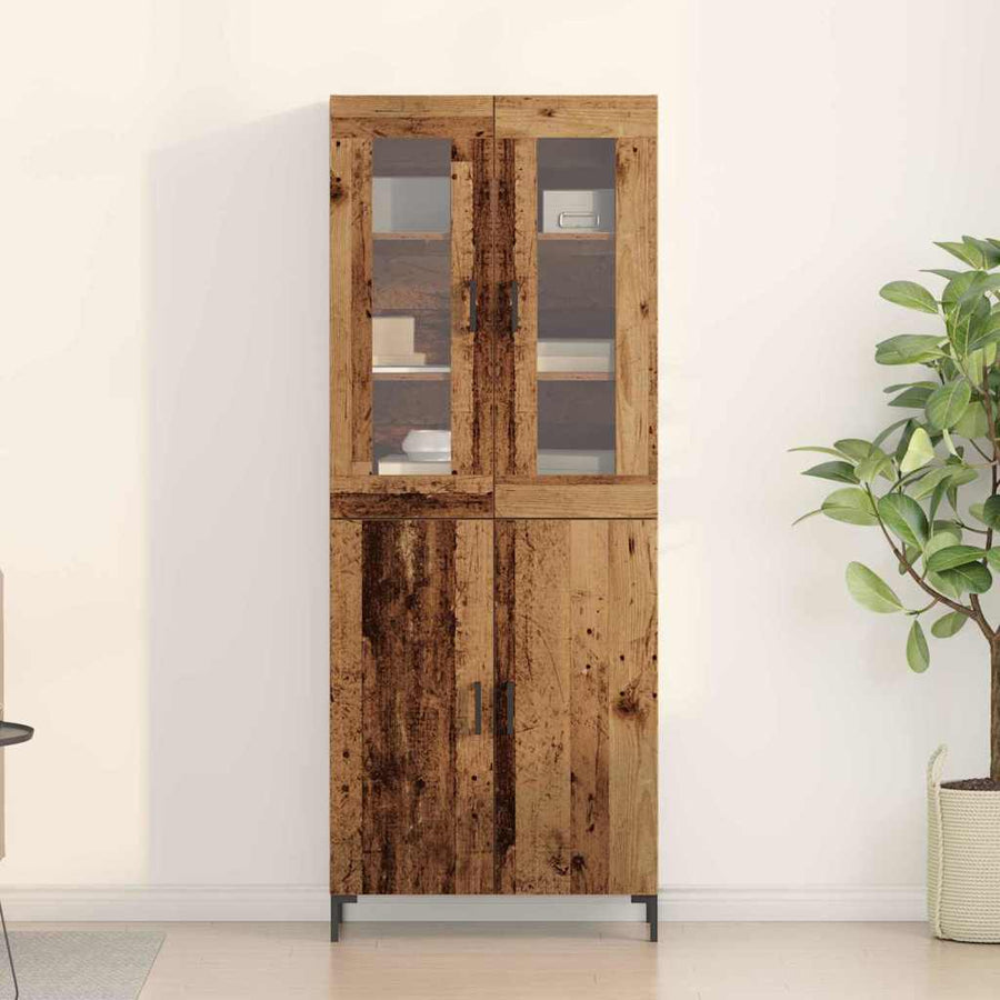 Hoge kast 2 pcs Oud hout 69,5 x 34 x 180 cm Bewerkt hout