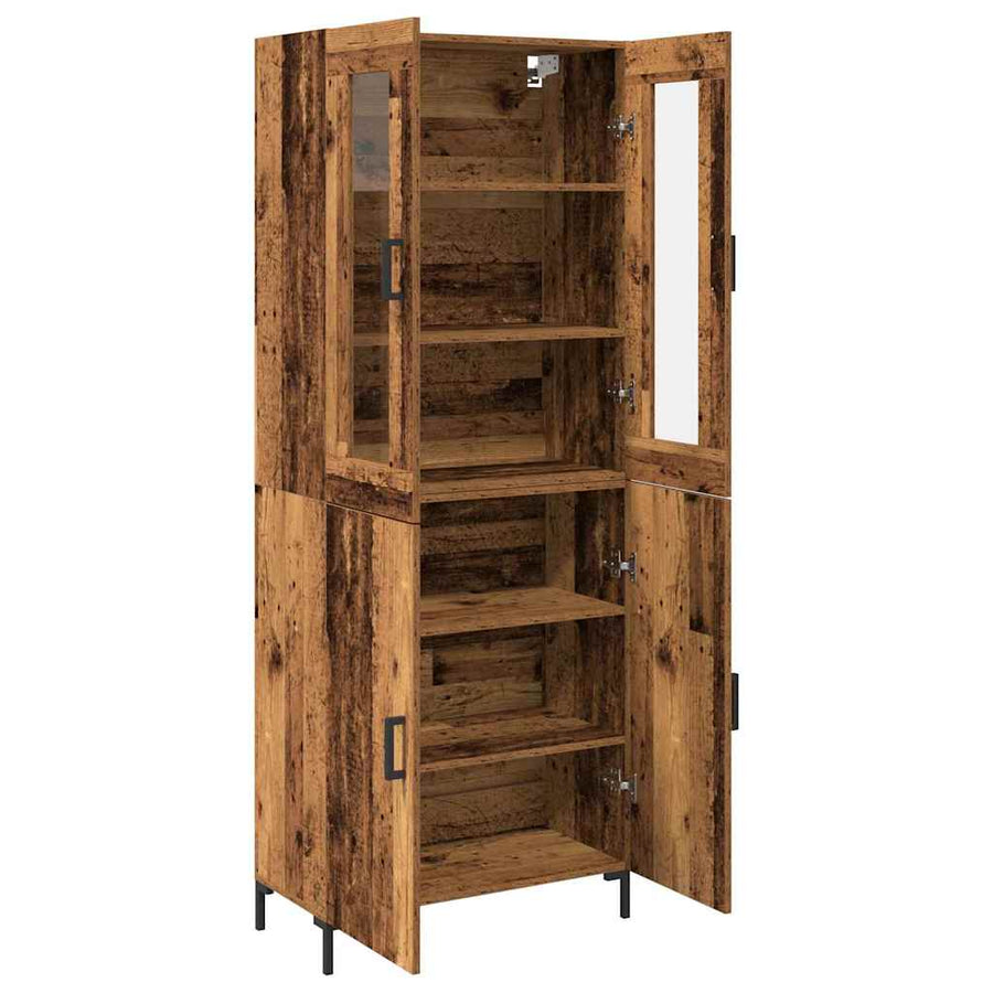 Hoge kast 2 pcs Oud hout 69,5 x 34 x 180 cm Bewerkt hout