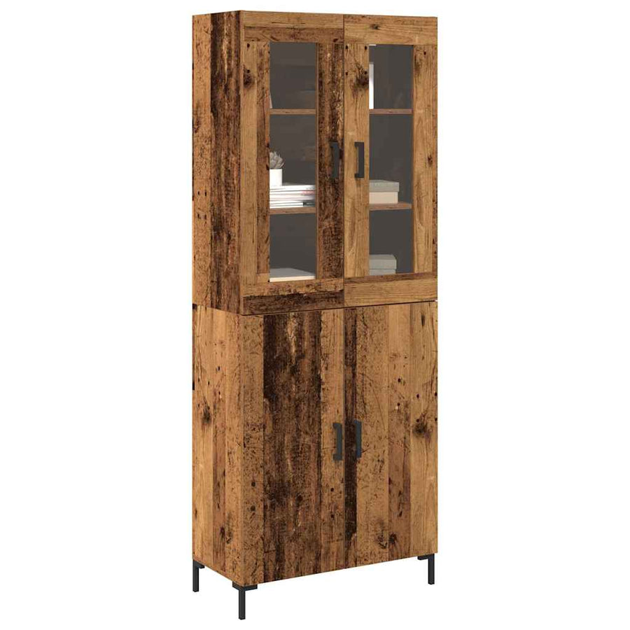 Hoge kast 2 pcs Oud hout 69,5 x 34 x 180 cm Bewerkt hout