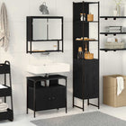 Bathroom furniture set with shelf 3 pcs Black Oak Engineered Wood