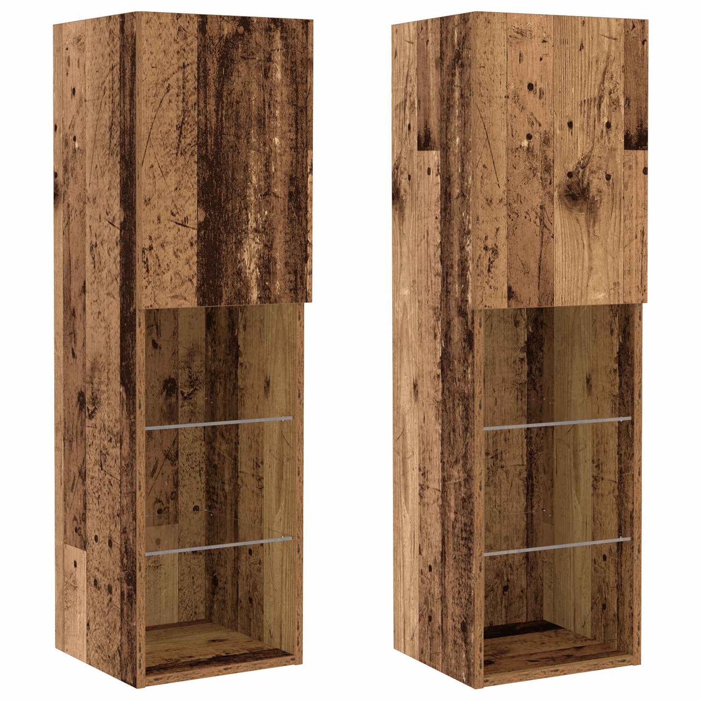 Tv-meubelset met LED-striplichten 6 pcs Oud hout Bewerkt hout