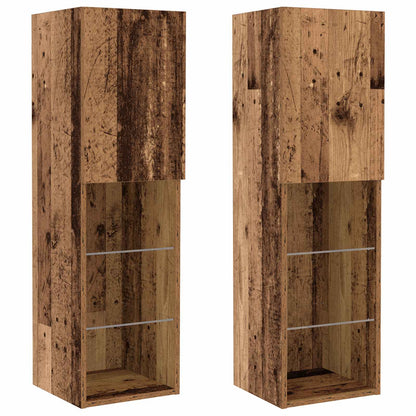 Tv-meubelset met LED-striplichten 6 pcs Oud hout Bewerkt hout
