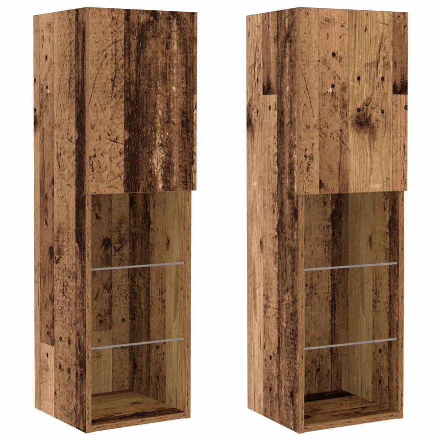 Tv-meubelset met LED-striplichten 6 pcs Oud hout Bewerkt hout