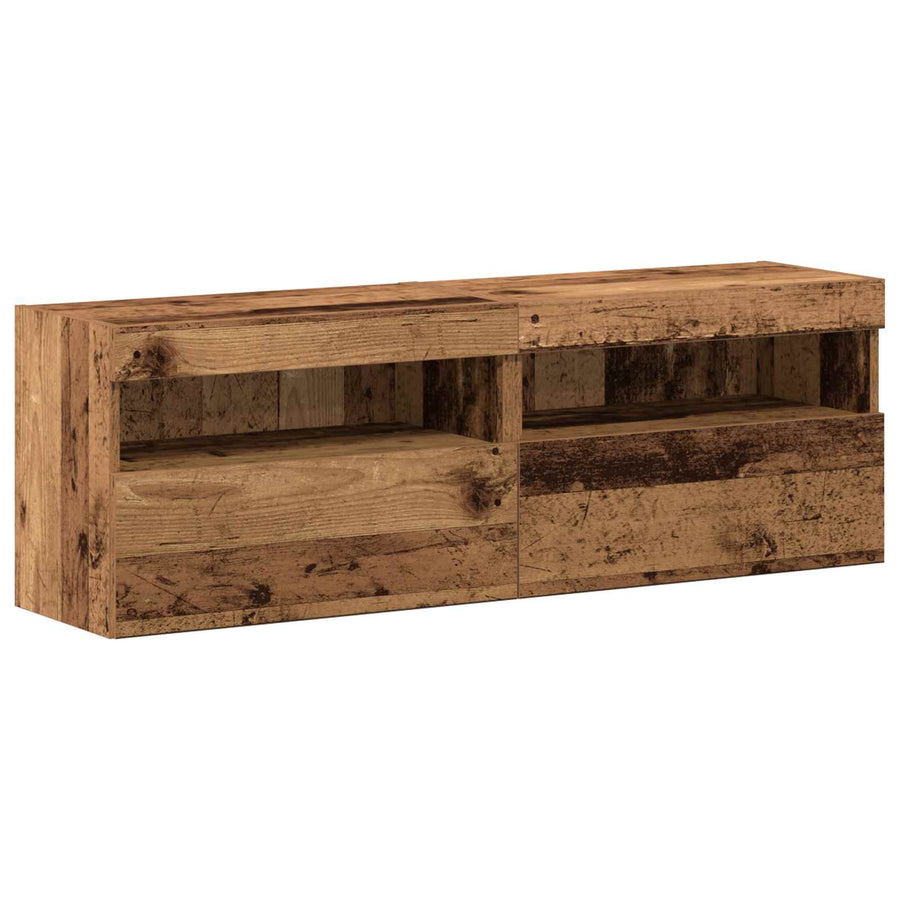 Tv-meubelset met LED-striplichten 6 pcs Oud hout Bewerkt hout