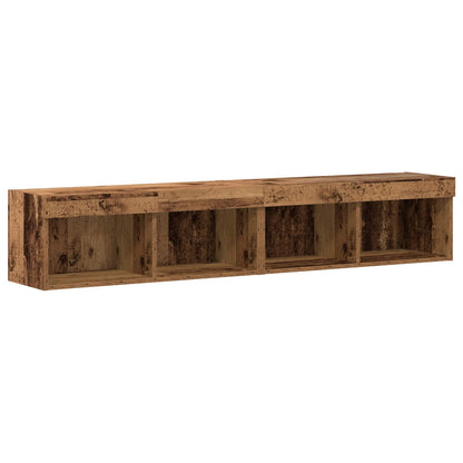 Tv-meubelset met LED-striplichten 6 pcs Oud hout Bewerkt hout
