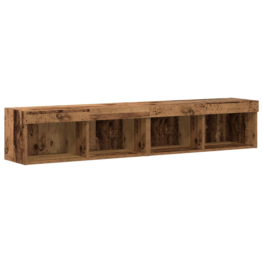 Tv-meubelset met LED-striplichten 6 pcs Oud hout Bewerkt hout