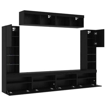 Tv-meubelset Wandgemonteerd 6 pcs Zwart eiken Bewerkt hout