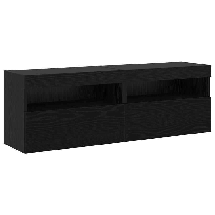 Tv-meubelset Wandgemonteerd 6 pcs Zwart eiken Bewerkt hout