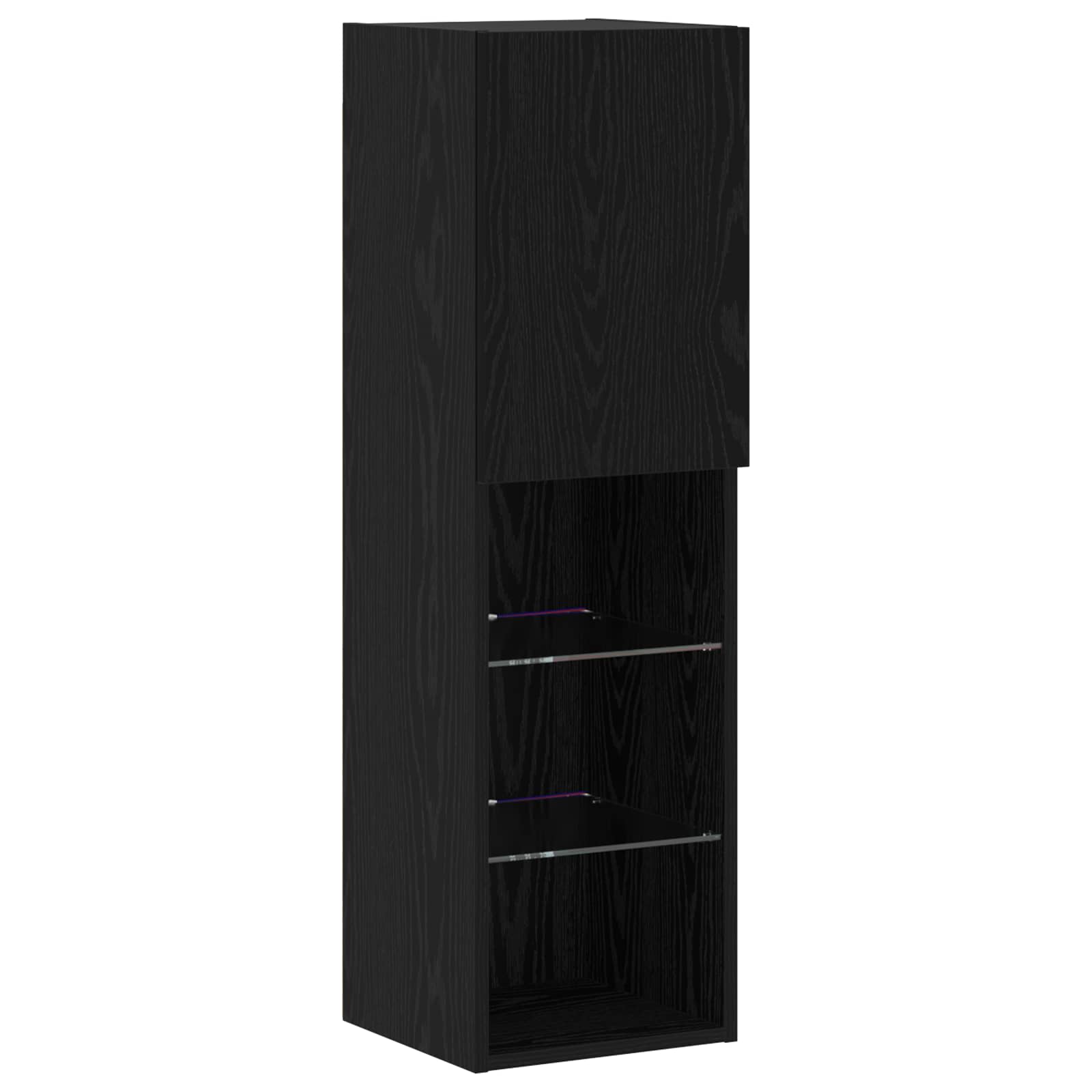 Tv-meubelset Wandgemonteerd 6 pcs Zwart eiken Bewerkt hout