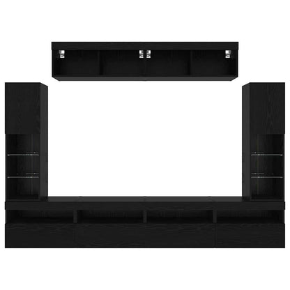 Tv-meubelset Wandgemonteerd 6 pcs Zwart eiken Bewerkt hout