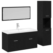 2-Delige Badkamermeubelset Bewerkt Hout Kleurig 90 x 38.5 x 46 cm Zwart eiken