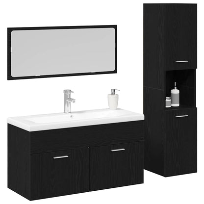 2-Delige Badkamermeubelset Bewerkt Hout Kleurig 90 x 38.5 x 46 cm Zwart eiken