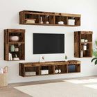 TV cabinet set with LED strip lights 8 pcs Old wood Engineered wood