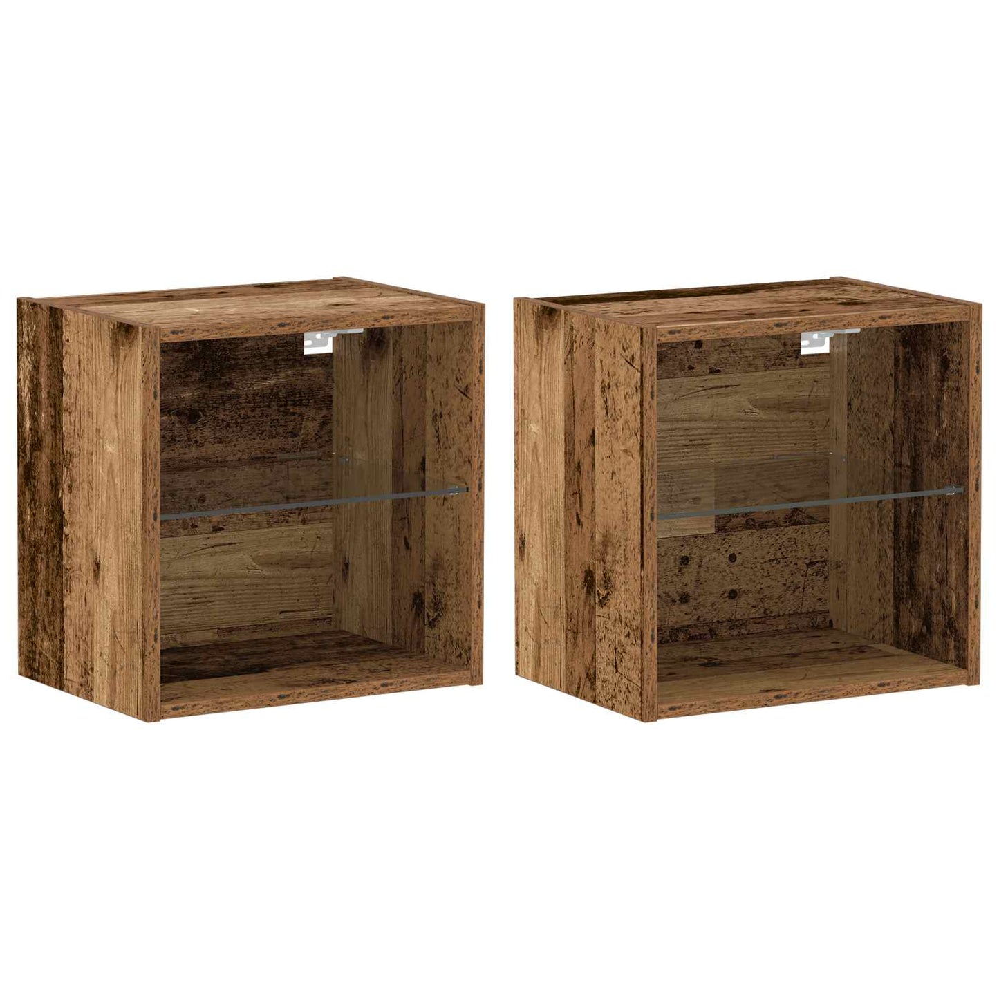 Tv-meubelset met LED-striplichten 8 pcs Oud hout Bewerkt hout