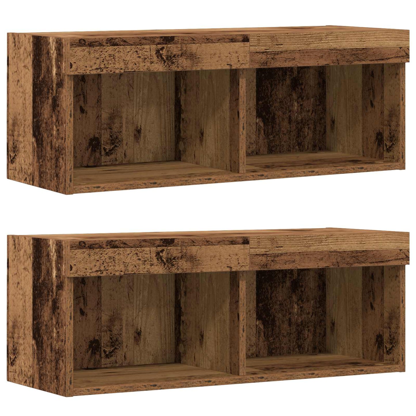 Tv-meubelset met LED-striplichten 8 pcs Oud hout Bewerkt hout
