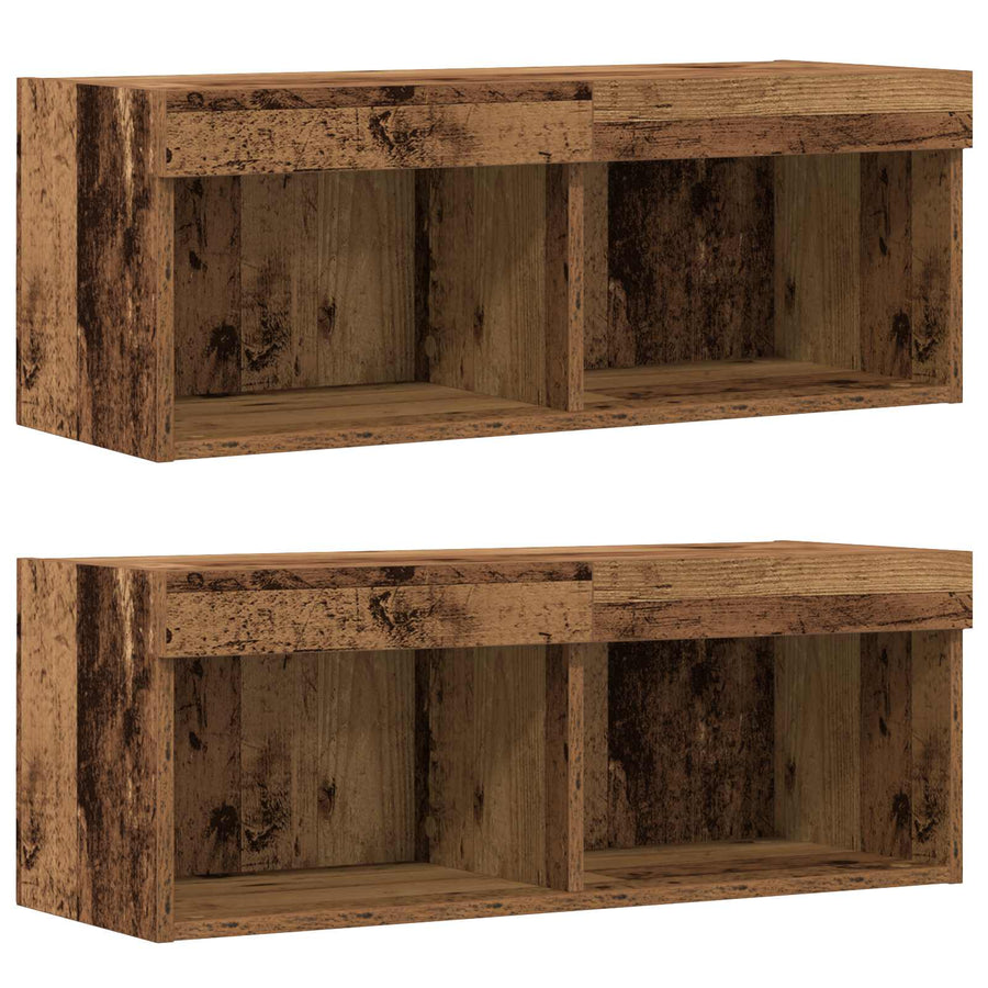 Tv-meubelset met LED-striplichten 8 pcs Oud hout Bewerkt hout