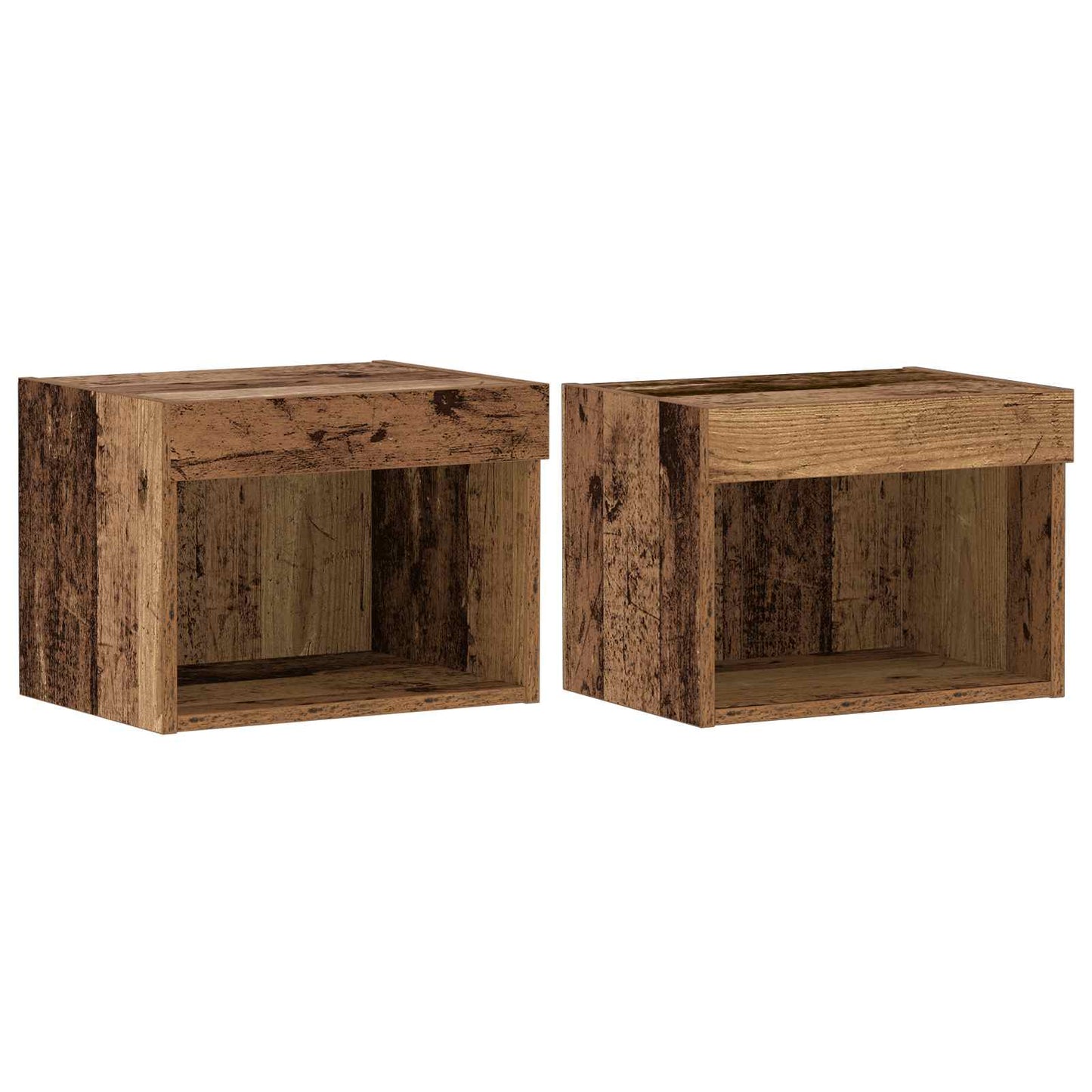 Tv-meubelset met LED-striplichten 8 pcs Oud hout Bewerkt hout