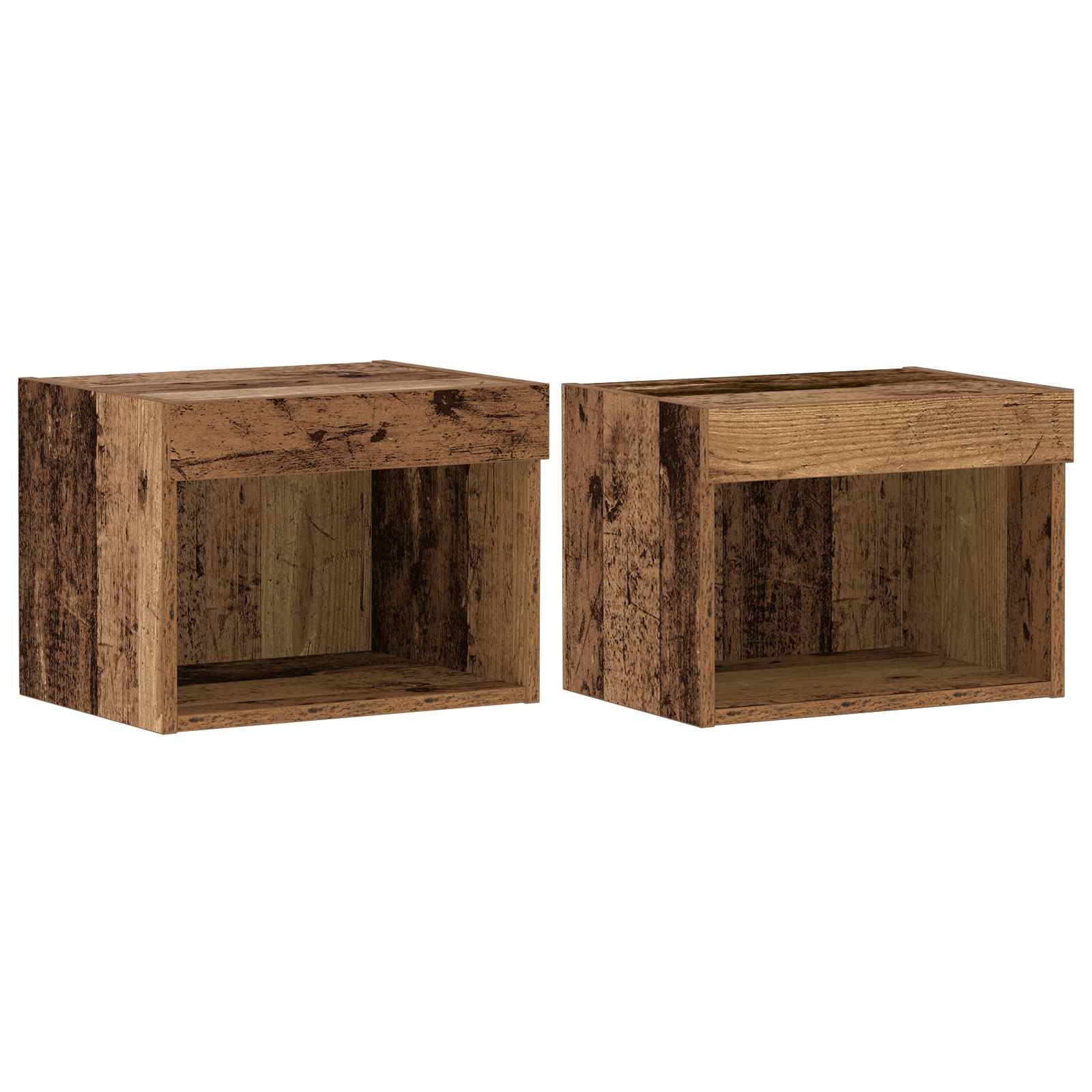 Tv-meubelset met LED-striplichten 8 pcs Oud hout Bewerkt hout