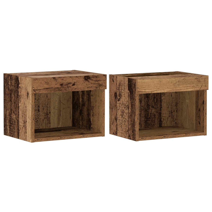 Tv-meubelset met LED-striplichten 8 pcs Oud hout Bewerkt hout