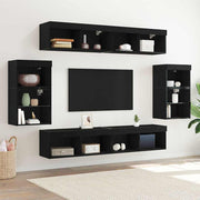 Tv-meubelset wandmontage 8 delen zwart eiken