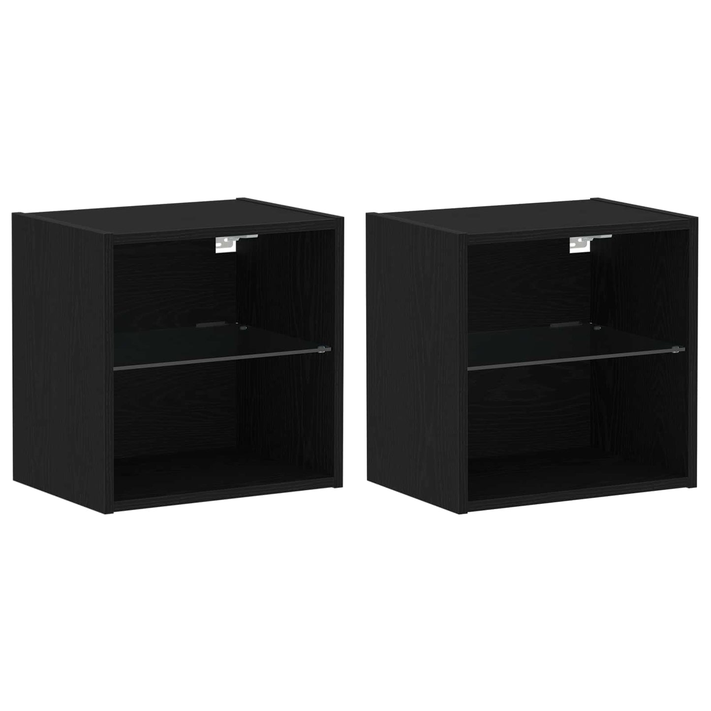 Tv-meubelset Wandgemonteerd 8 pcs Zwart eiken Bewerkt hout