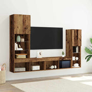 TV-kast 190 cm oud hout met LED