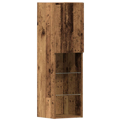 TV-kast met LED-striplichten 4 pcs Oud hout Bewerkt hout