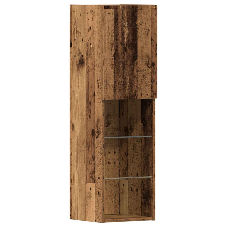 TV-kast met LED-striplichten 4 pcs Oud hout Bewerkt hout