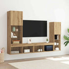 Tv-kast 190 cm bewerkt hout artisanaal eikenkleurig