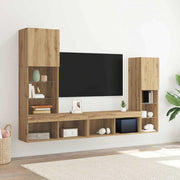 Tv-kast 190 cm bewerkt hout artisanaal eikenkleurig