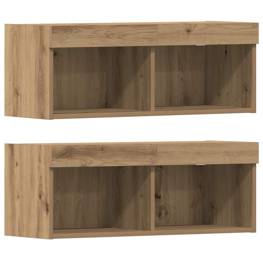 TV-kast 4 pcs artisanaal eikenkleurig Bewerkt hout