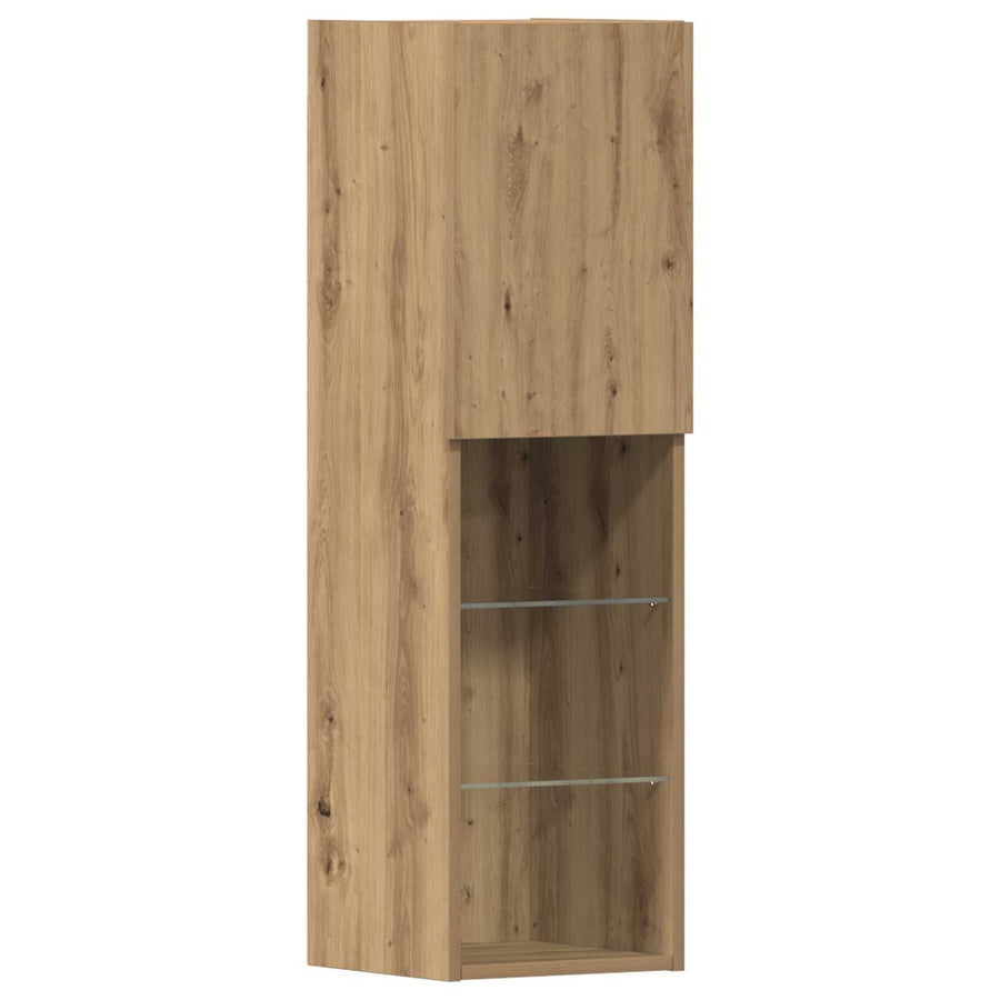 TV-kast 4 pcs artisanaal eikenkleurig Bewerkt hout