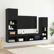 TV-kast 190 cm zwart eiken engineered wood
