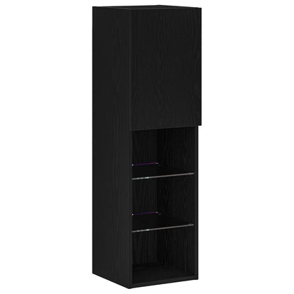 TV-kast met LED-striplichten 4 pcs Zwart eiken Bewerkt hout