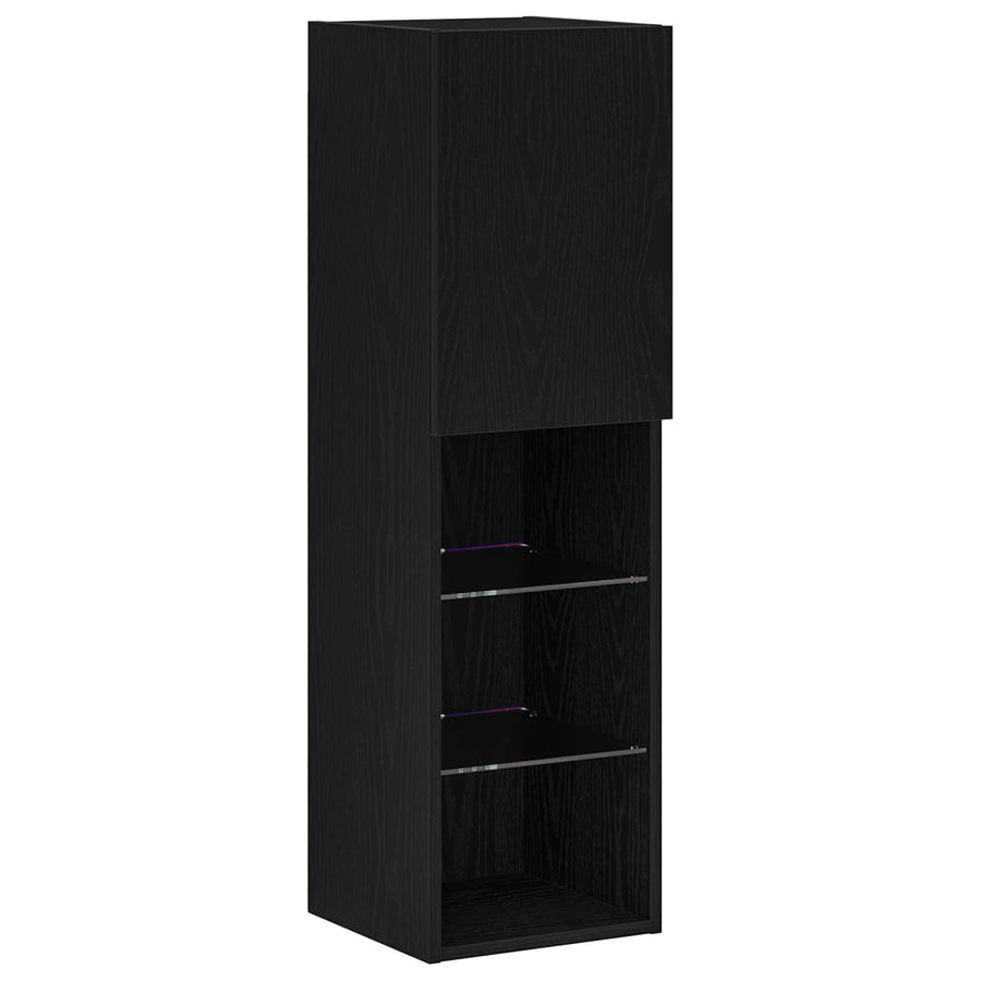 TV-kast met LED-striplichten 4 pcs Zwart eiken Bewerkt hout